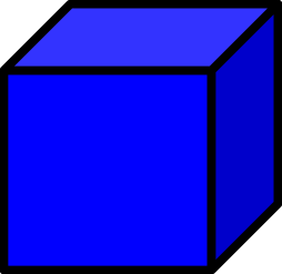 picture of a blue cube with black outlines
